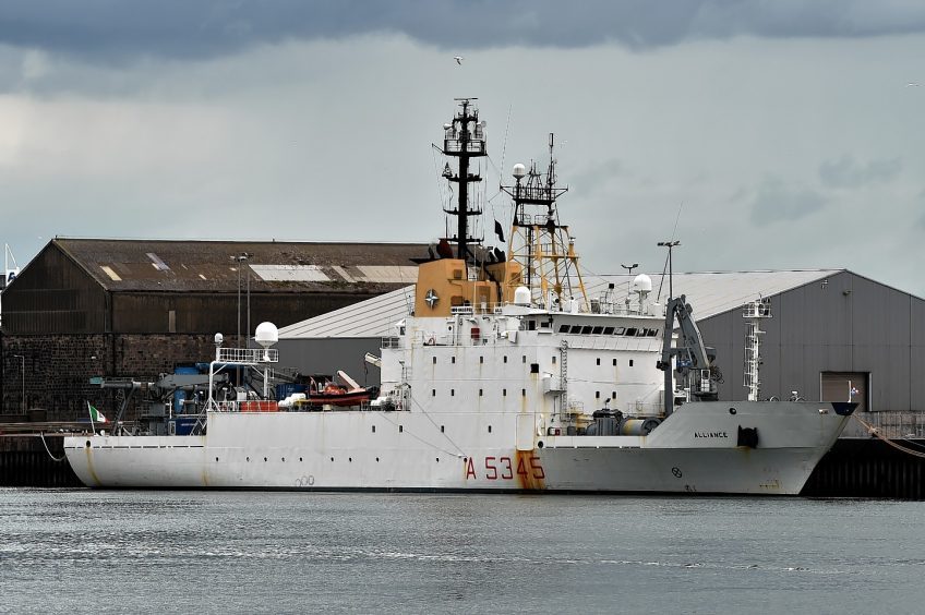 The NATO ship is believed to be the first Italian Navy vessel to dock in Aberdeen. Pictures by Kenny Elrick.