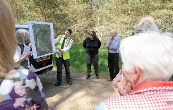 The Planning Committee of the Cairngorms National Park held a site visit yesterday at the site of the proposed An Camas Mor development in Rothiemurchus,