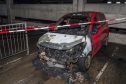 The car which burst into flames in the St Giles Centre, multi storey car park, Elgin.