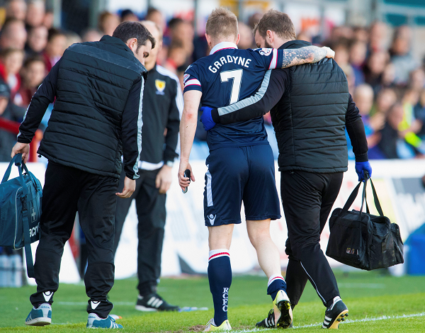 Ross County's Michael Gardyne came off injured against Hamilton.