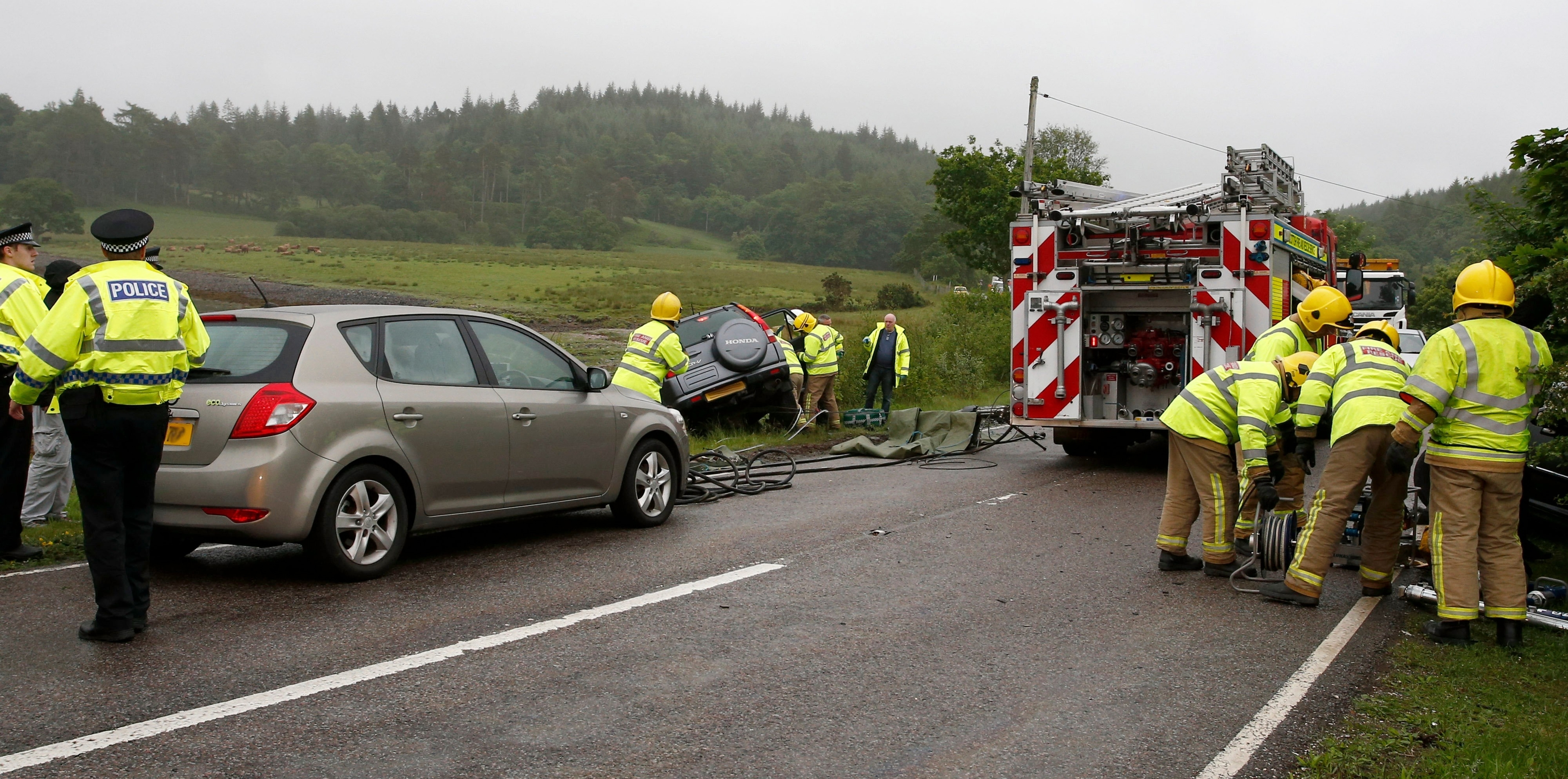 Scene of the crash on the A85 near Oban