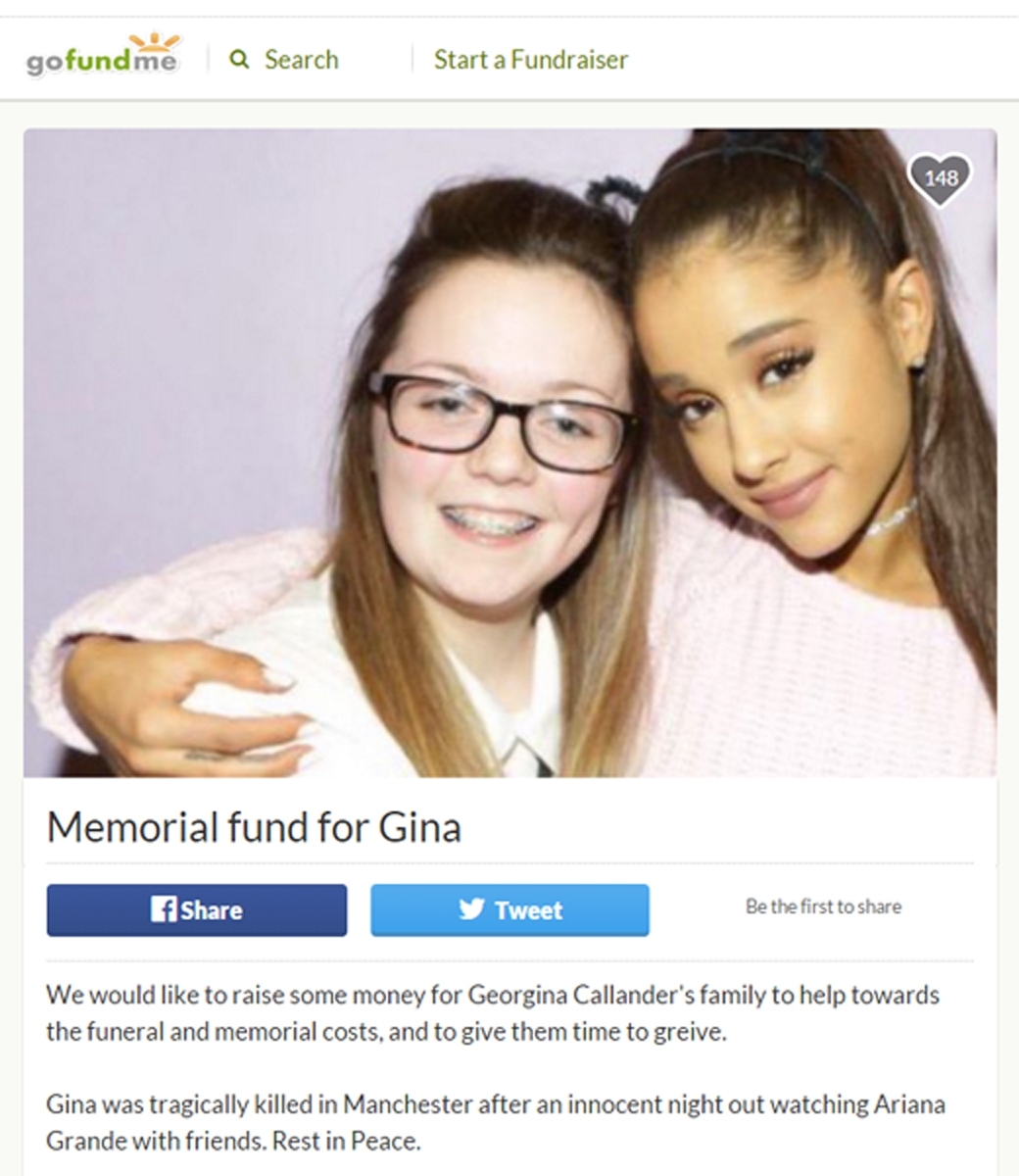 Screengrab from the gofundme page set up in memory of Georgina Callander (left) who has died as a result of injuries sustained in an explosion at the Manchester Arena 