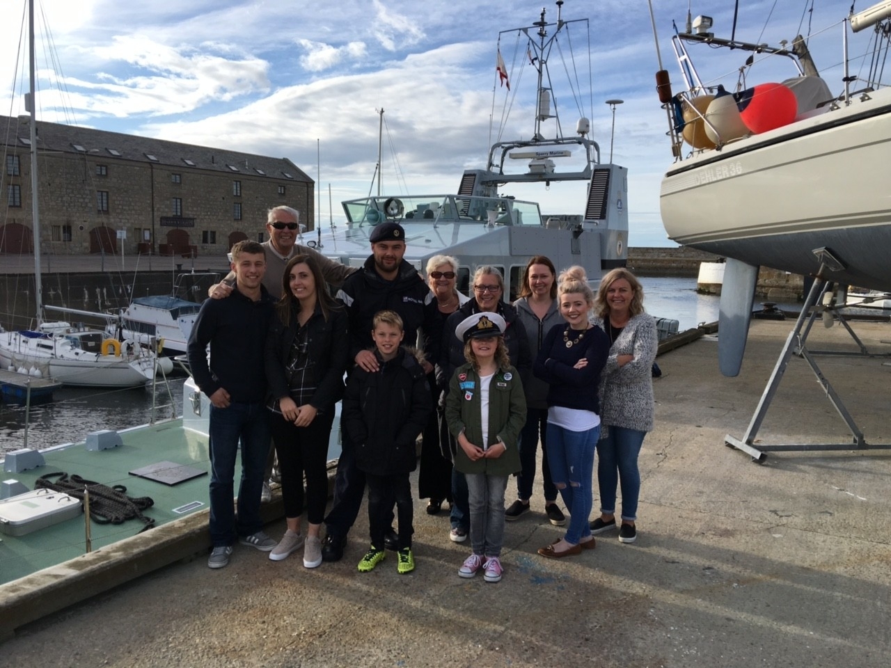Jamie Bellingham with his family at Lossiemouth Marina