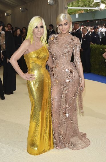 Kylie Jenner, right, and Donatella Versace