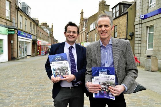 Iain Sutherland and John Pascoe in Peterhead town centre