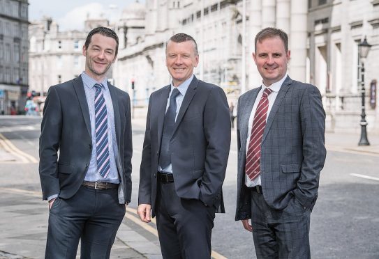 l-r Derek Mitchell, partner, and Stuart Petrie, private client tax senior manager, both AAB, and Adrian Sangster, national leasing director at Aberdein Considine