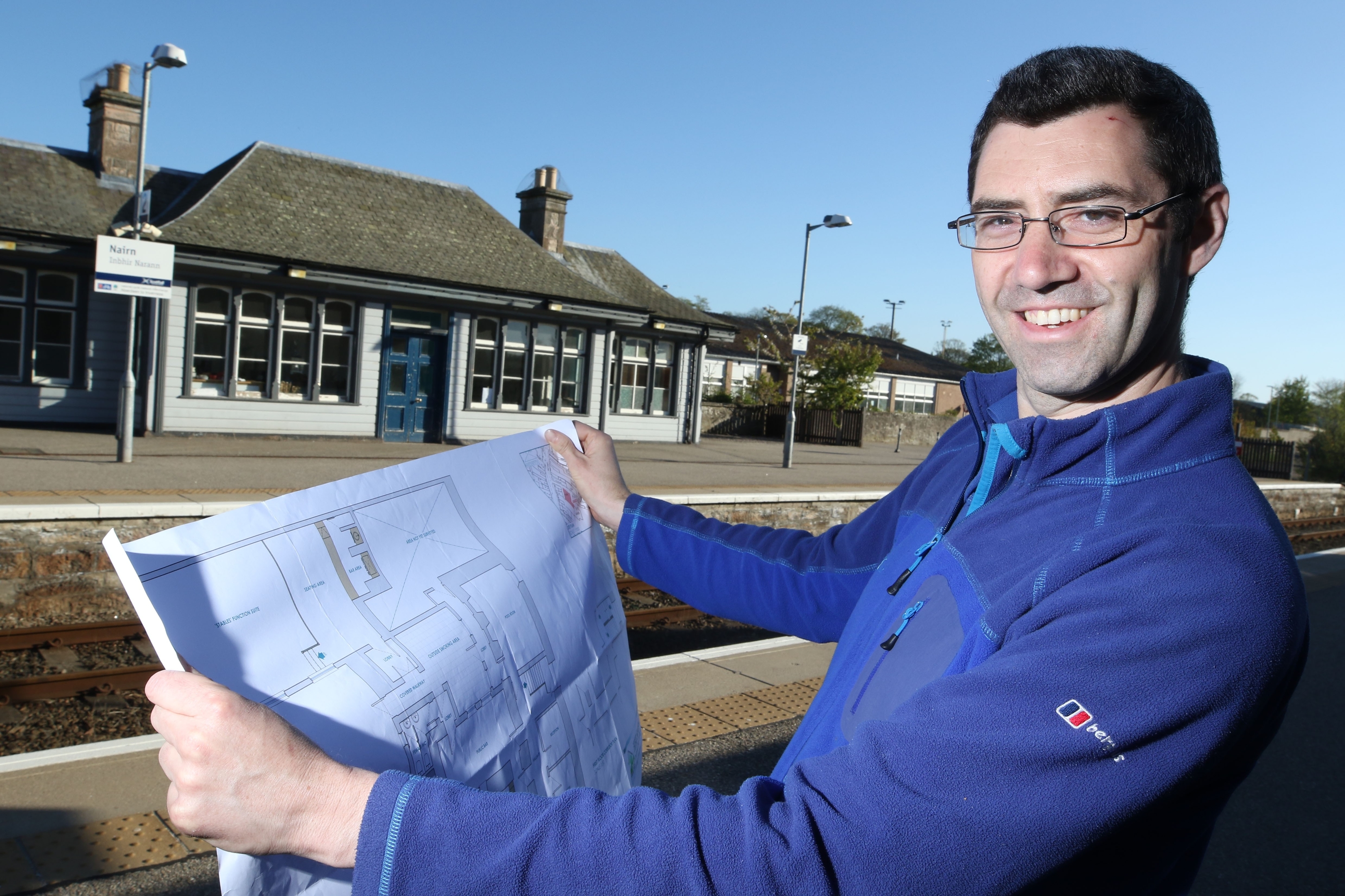 Matthew Hilton at the possible site of the new Men's Shed in Nairn, in the old Seedhouse florist's building at the train station.