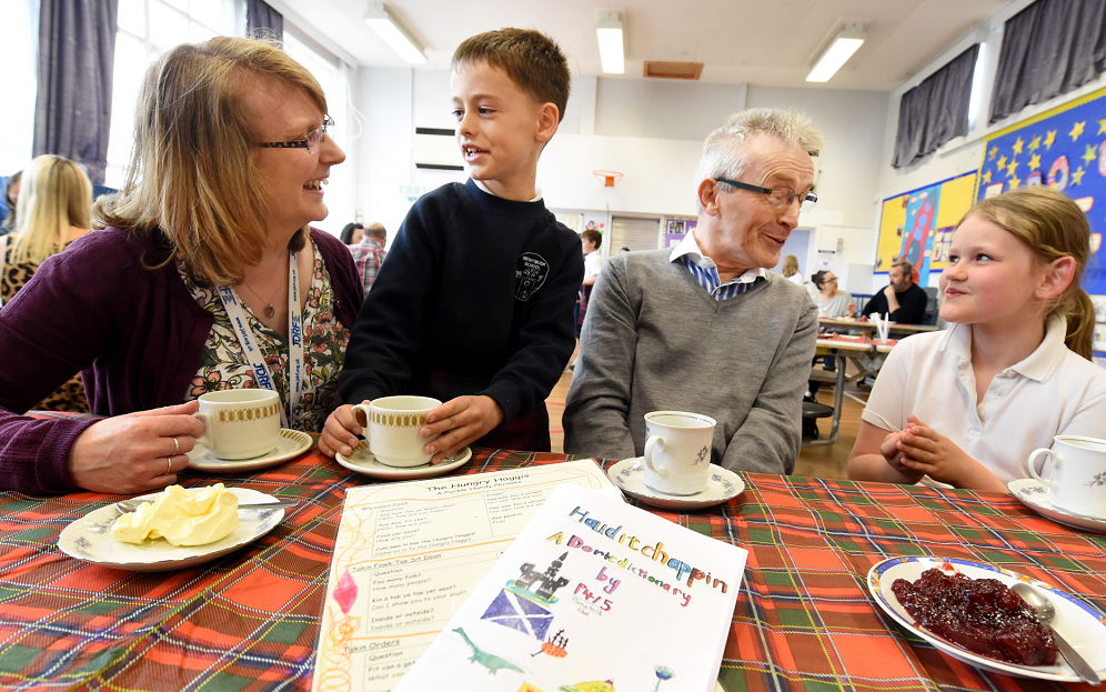 The youngsters at Monymusk school hold a Doric talk tea party in the school at Monymusk.