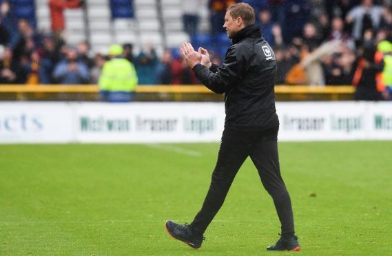 Richie Foran after the full-time whistle, when Inverness' relegation is confirmed. (Picture: SNS Group/Craig Williamson)