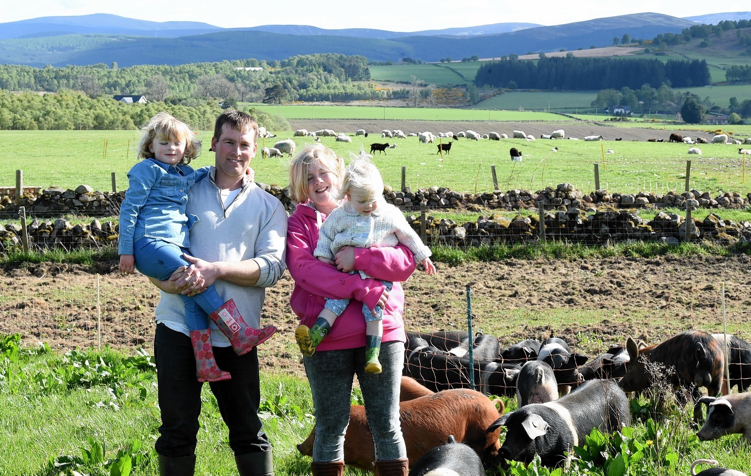 Ahren and Louise Urquhart with daughters Rose, left, and Isla.