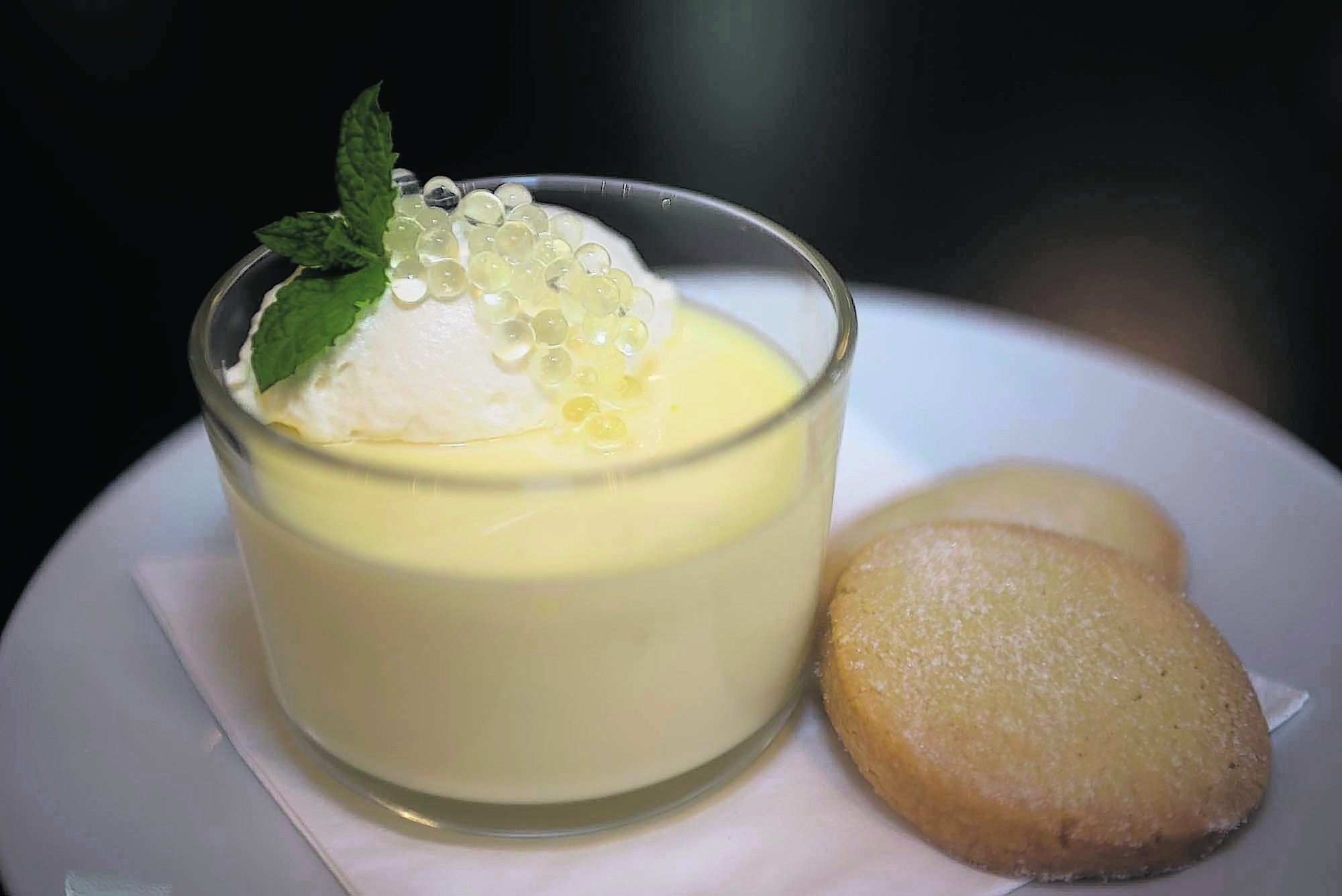 YL Restaurant review of The Bank Café and Restaurant in Huntly. Photo of the lemon posset desert. Photo by Michael Traill 9 South Road Rhynie Huntly AB54 4GA Contact numbers Mob 07739 38 4792 Home 01464 861425