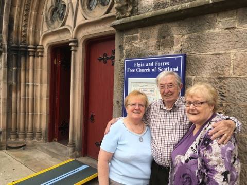 Isabel Morrison, Mike George and Pringle George of the Elgin Stroke Friends group