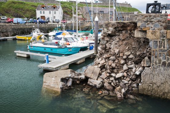 The railway jetty at Banff harbour after it was damaged in 2017