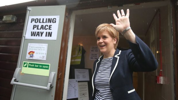 Nicola Sturgeon steps out to vote in Glasgow