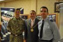 Moray Council convener James Allan with Lt Col Jim Webster of 39 Engineer at Kinloss Barracks, left, and Gp Cpt Paul Godfrey, base commander at RAF Lossiemouth, right.