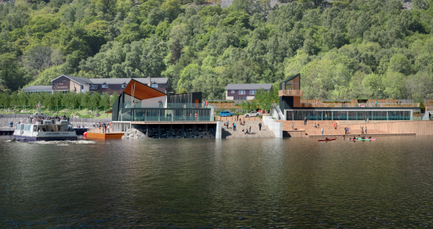 An artists impression of the proposed visitor centre on Loch Ness