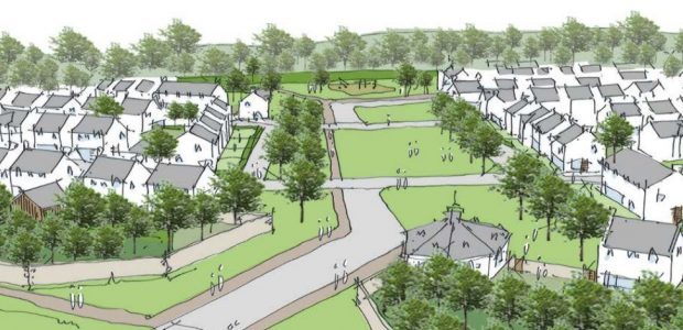 The first phase of plans will include 500 homes and a central corridor of paths.