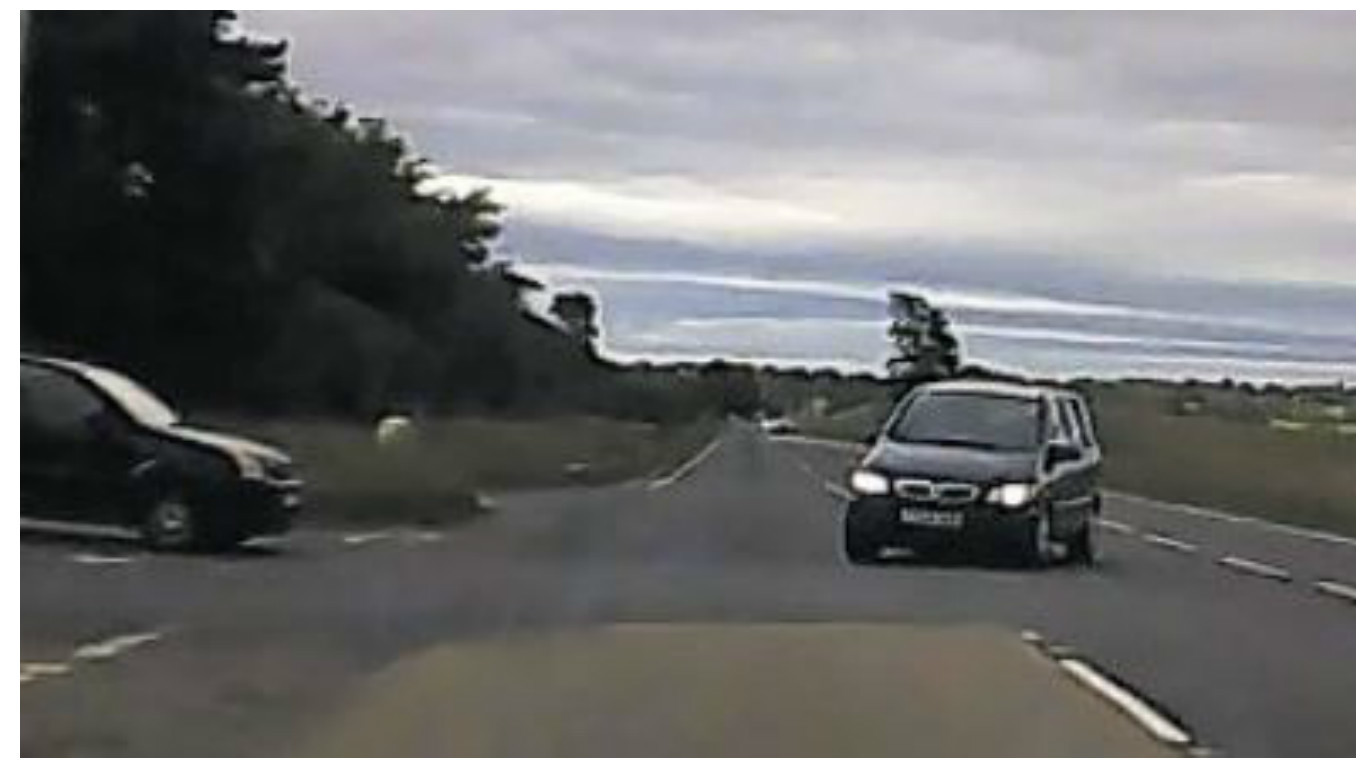 The incident was captured by a dash-cam
