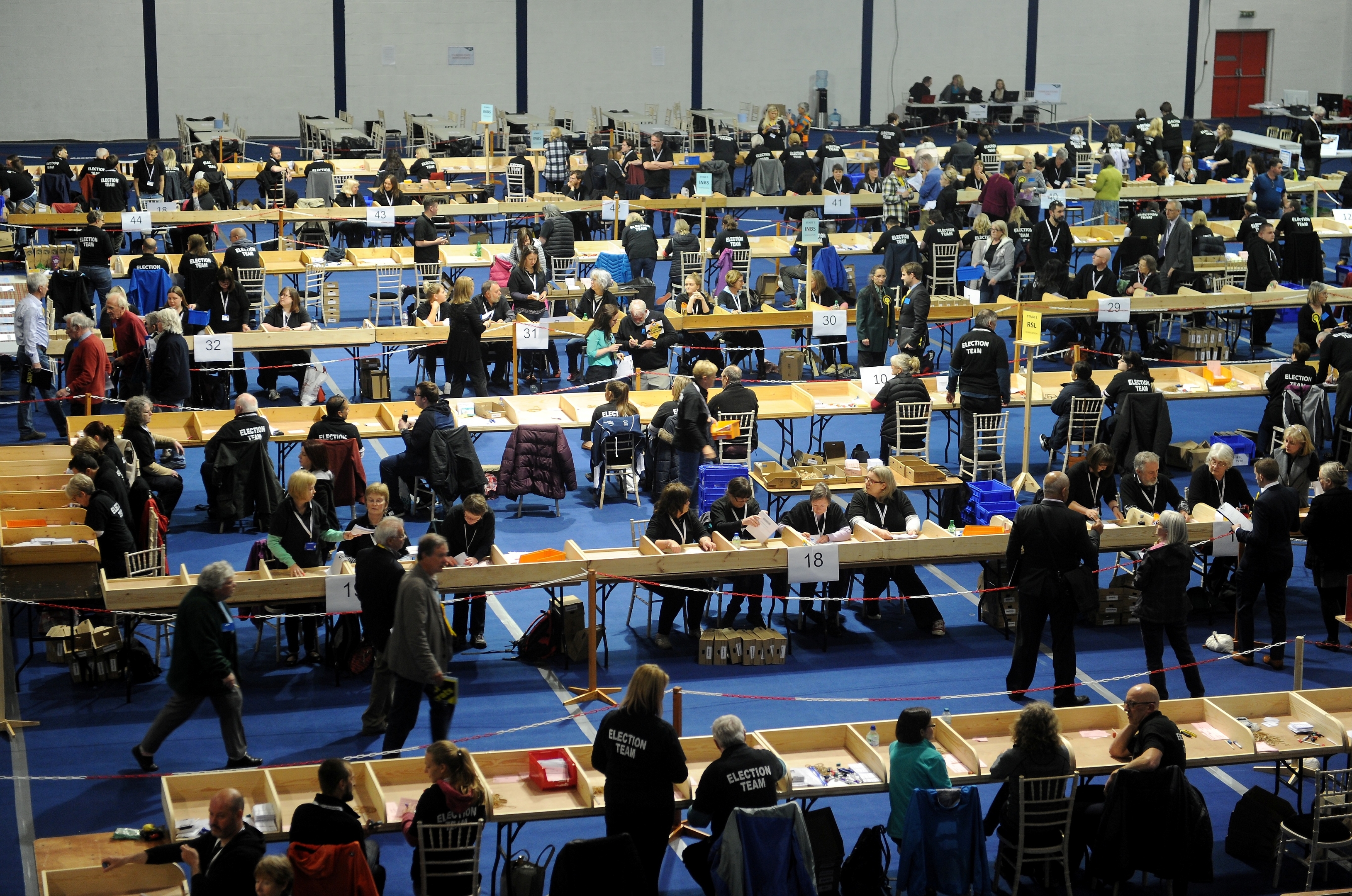 Ballot boxes constituencies in Dingwall. Pic by Sandy McCook.