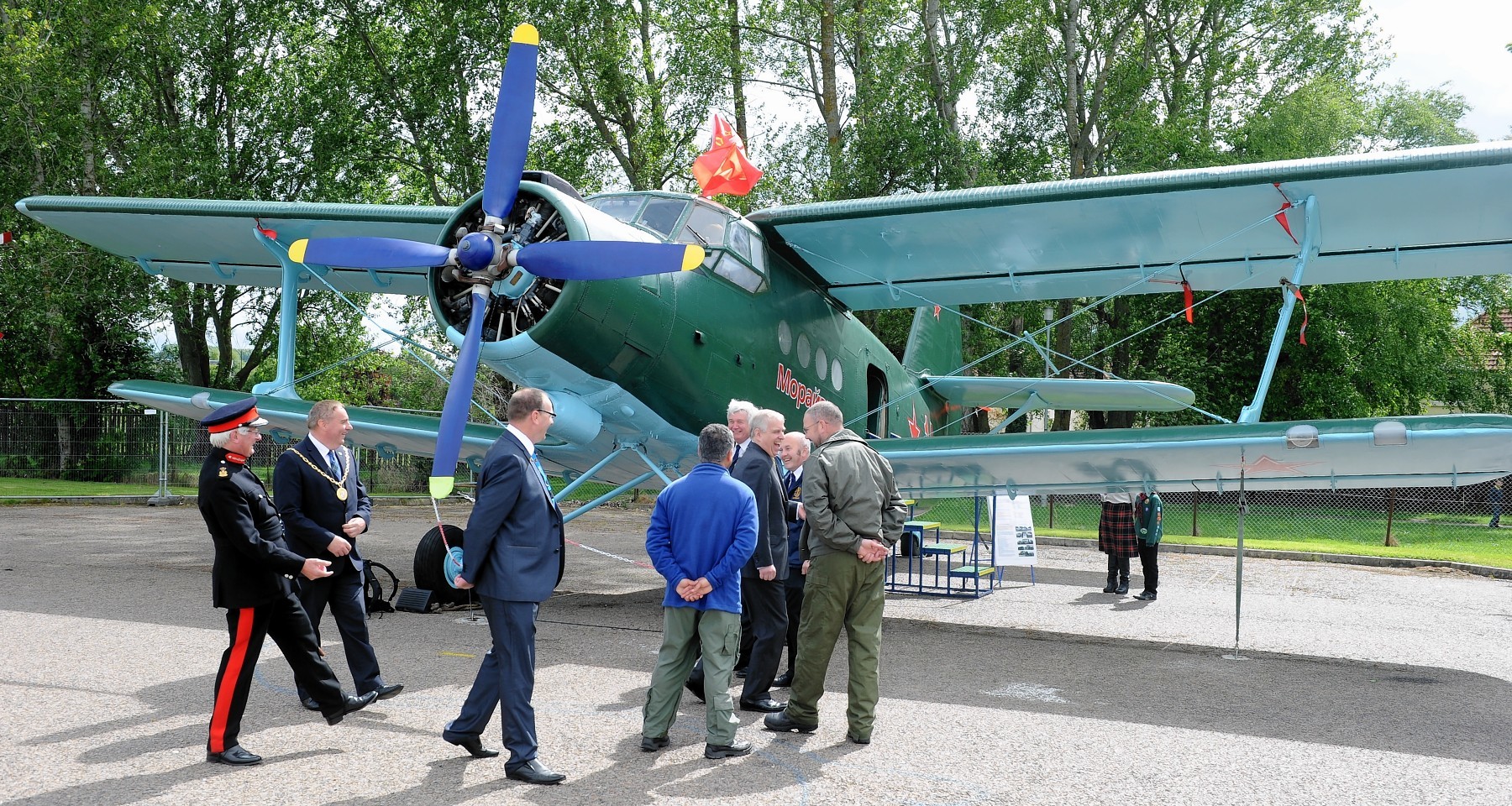 The Duke tours the display of aircraft in the outside display area