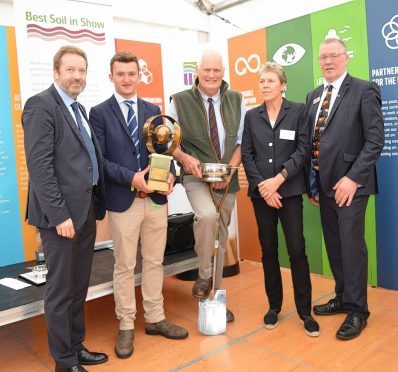 Professor Colin Campbell from the James Hutton Institute, Alistair Brunton, Roger Polson, Helen Browning from the Soil Association, and NFU Scotland president Andrew McCornick.