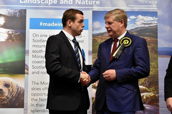 Douglas Ross (left) and Angus Robertson at the  Moray count