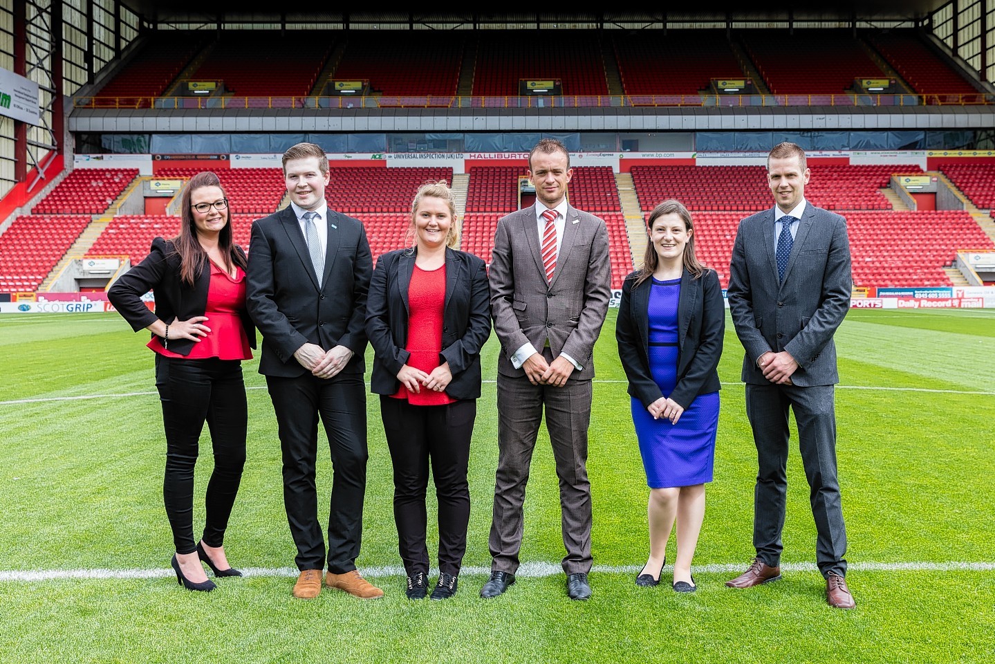 Sodexo’s Pitoddrie team: l-r,  Sales manager Debra Lorimer, sales and marketing co-ordinator Ryan Candy, commercial assistant Rachel Wilkie, general manager Kenny Garden, sales and events co-ordinator Fiona Bell and deputy general manager Ross Baynham