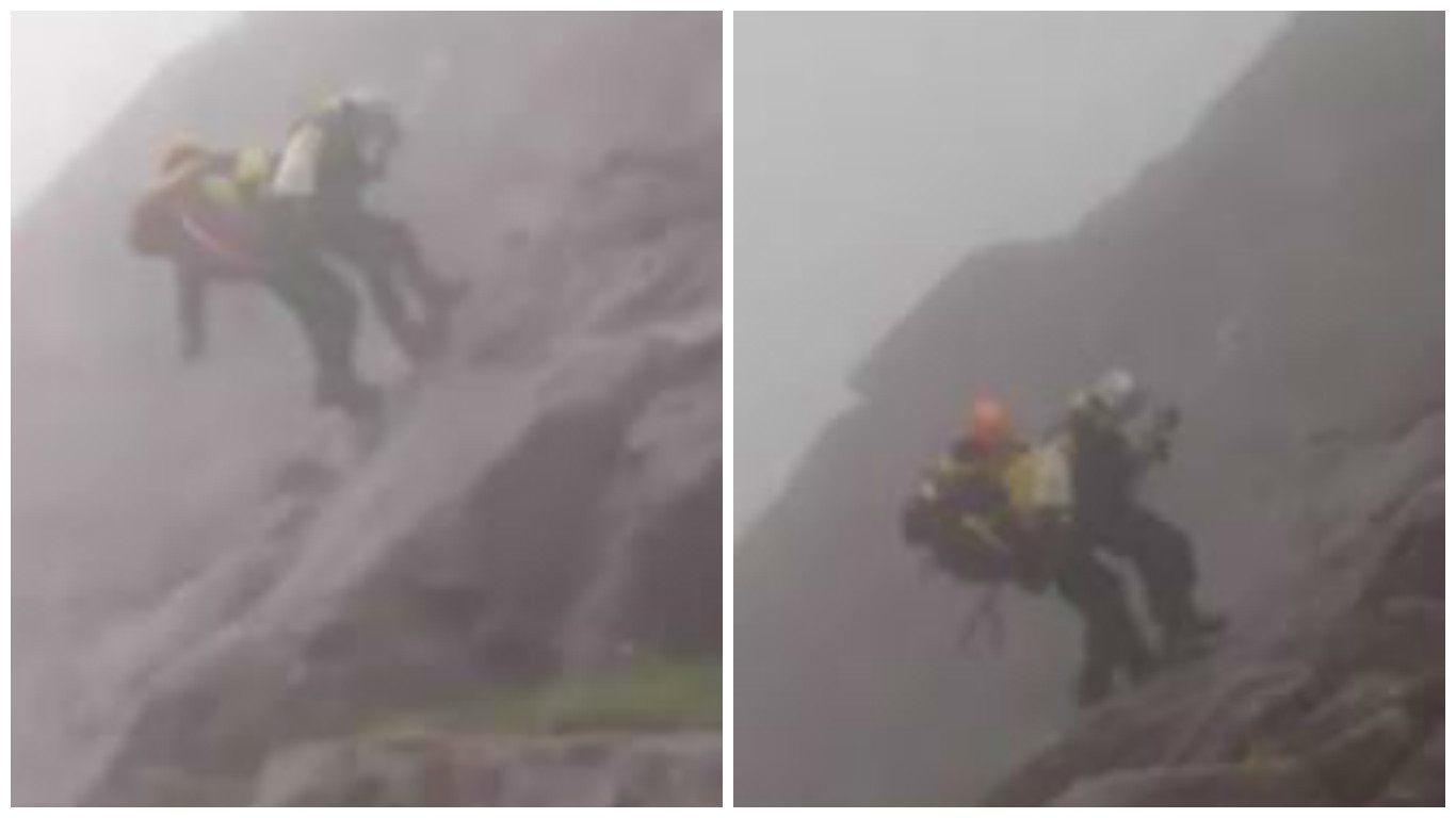 Members of Cairngorm Mountain Rescue Team descended around 200ft to help a casualty who suffered a serious arm injury.