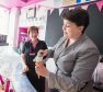 Ruth Davidson behind the counter at Fochabers Ice Cream Parlour.