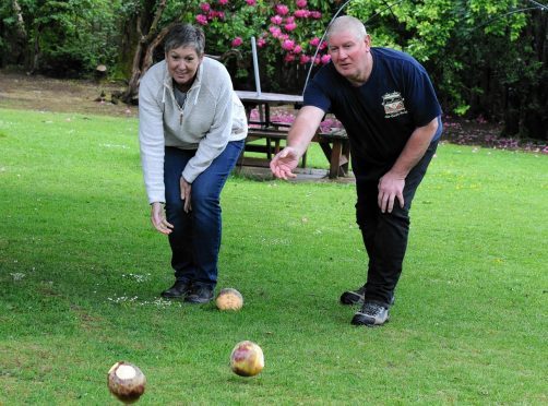 In the picture trying it out for this weekend are local residents, Alison Barwell and Kenny McAskill. 
Picture by Jim Irvine