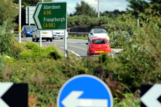 The A96 near Lhanbryde.