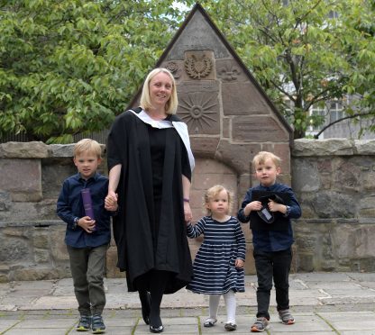 Angela Williamson with her children, from left, Keir, Neve and Rory.