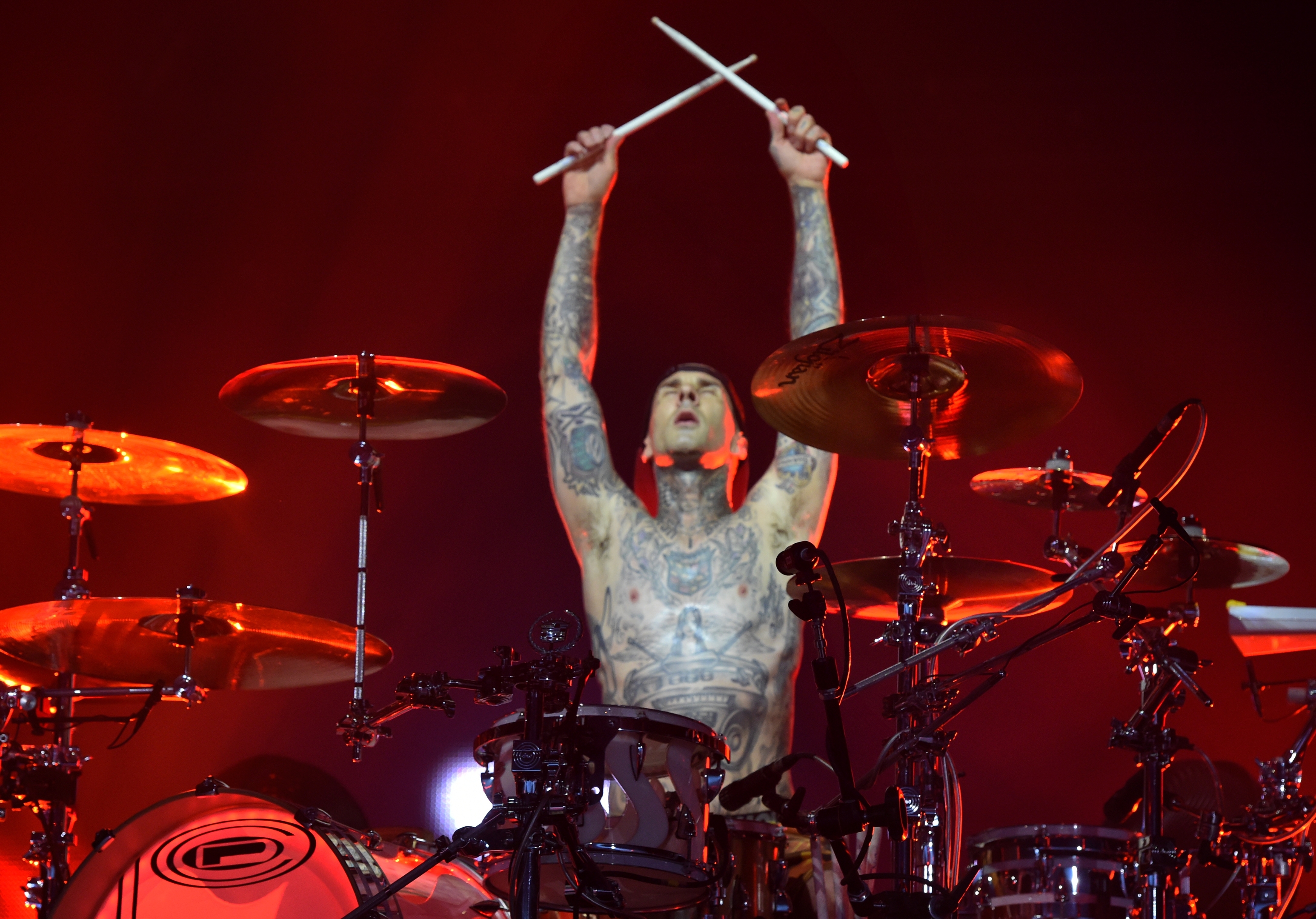 Drummer and vocalist, Travis Barker.
Picture by Jim Irvine