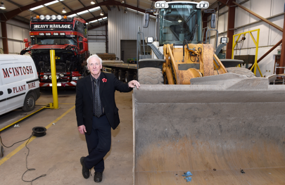 Bert McIntosh owner of McIntosh Plant Hire (Aberdeen) Limited, at their workshop at Birchmoss Plant & Storage Depot.