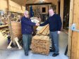 Keith Muir from Portsoy Boat Shed (left) and Michael Bruce (Glen Tanar) who donated the timber