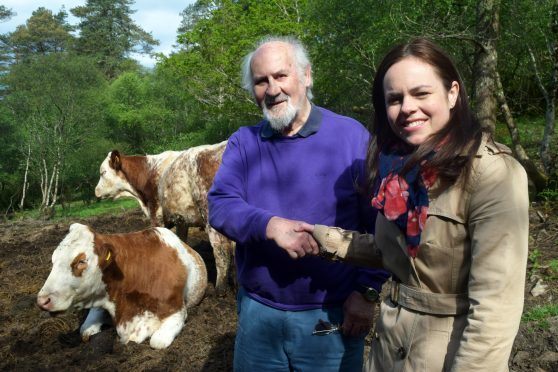 Farmer Duncan MacLennan with MSP Kate Forbes