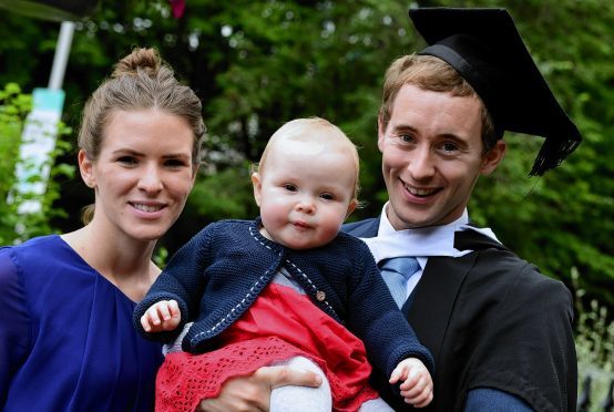 Matthew Laurtenson of Shetland with wife Rebekah and Hannah.    
Picture by Kami Thomson