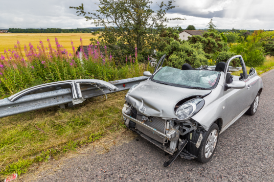 The silver Micra's roof was cut off to free the driver