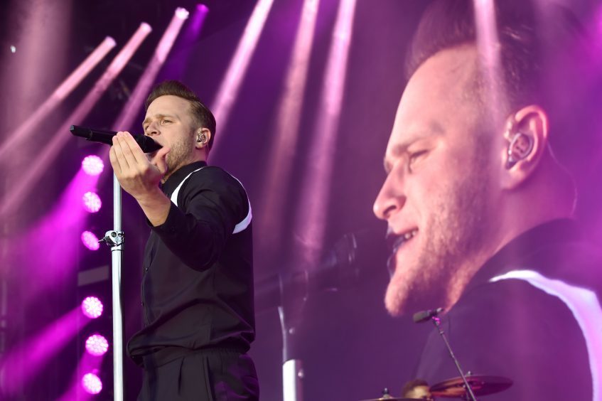 Olly Murs performing outdoors at Aberdeen Exhibition and Conference Centre. Pictures by Kenny Elrick.