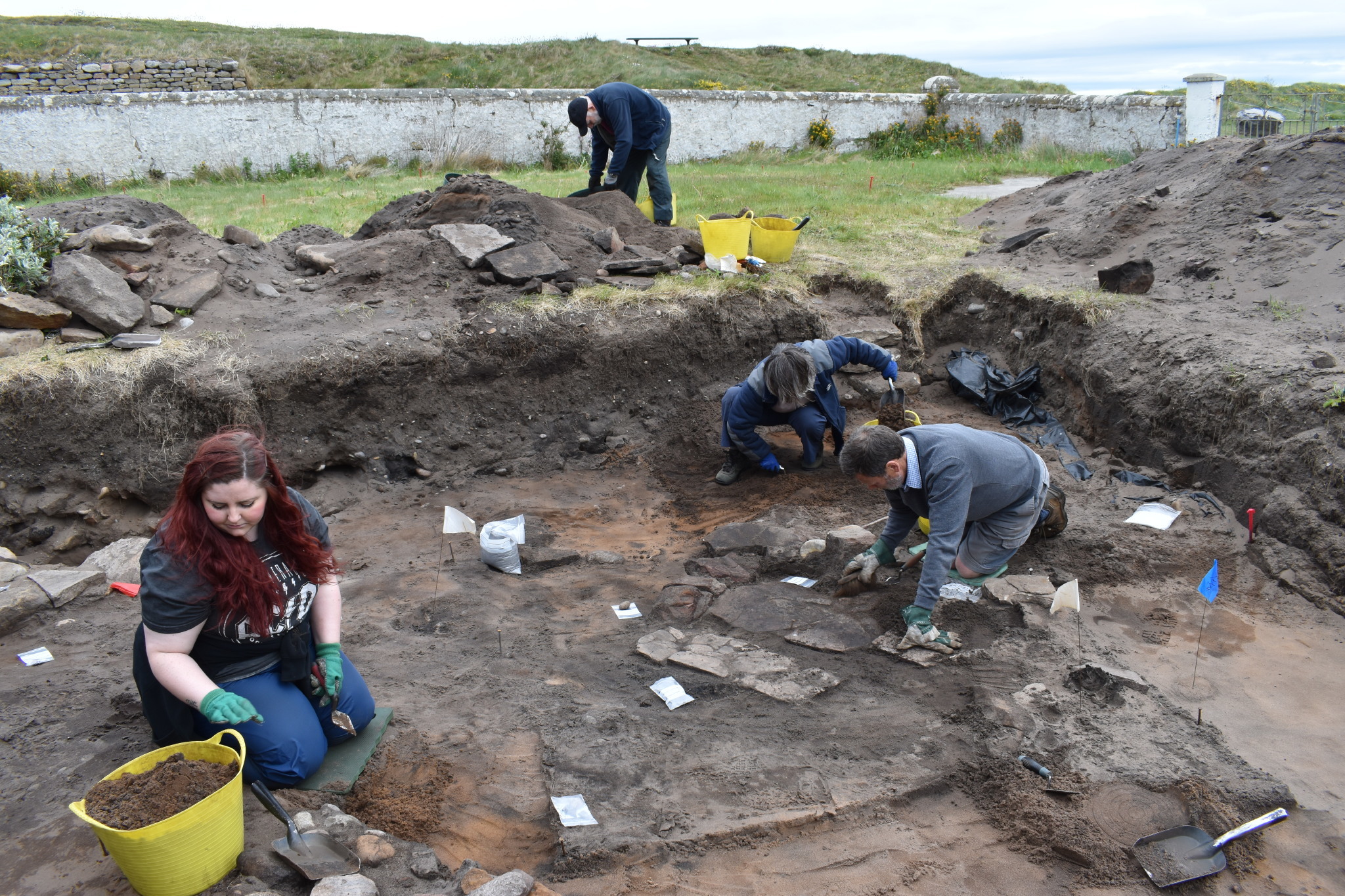 The team carrying out the dig at the Burghead site