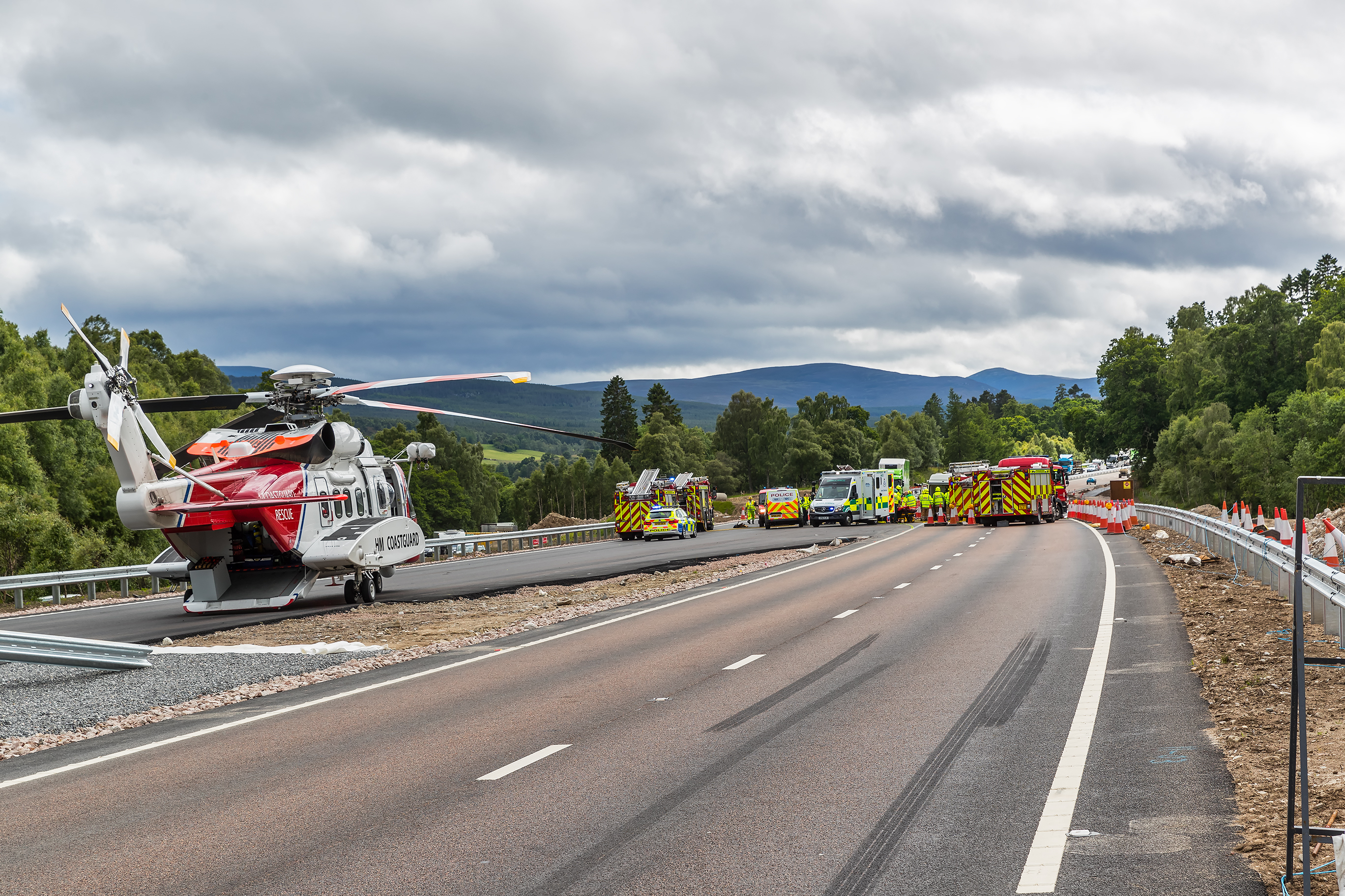 The scene of the accident on the A9 near Kincraig