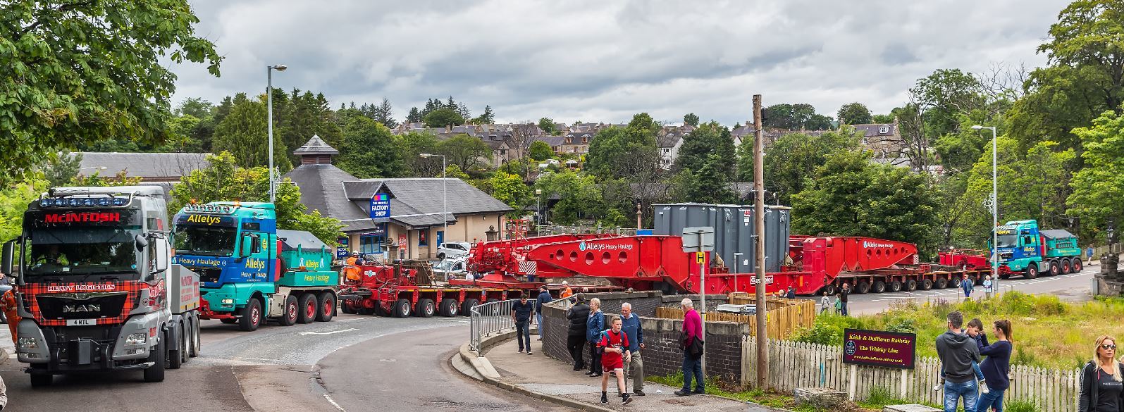 Three trucks were needed to pull the 245 tonne transformer up hills.