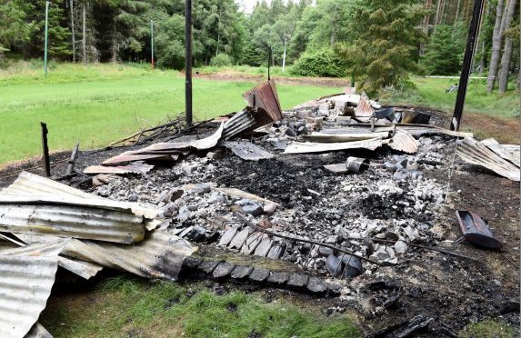 The charred remains of the Vale of Alford Curling Club's clubhouse which looks set to be replaced. (Picture: Kami Thomson)