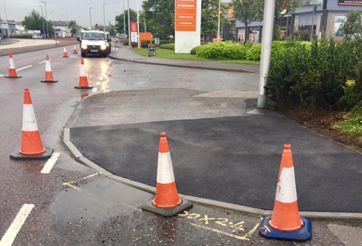 The work on the pavements beside Longman Road will be finished this week
