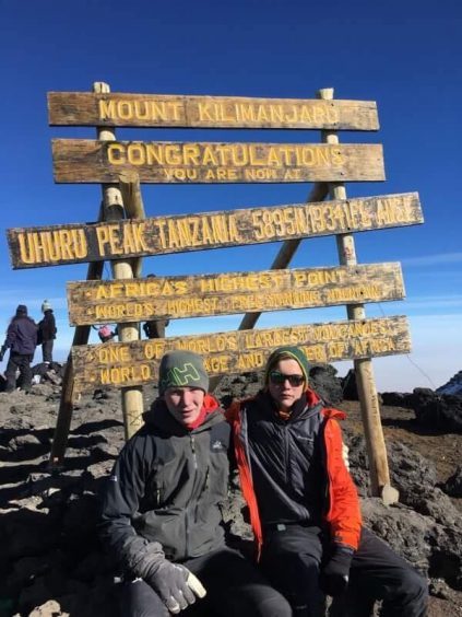 Brothers Harvey Reid (17) and Archie Reid (14) at Mount Kilimanjaro