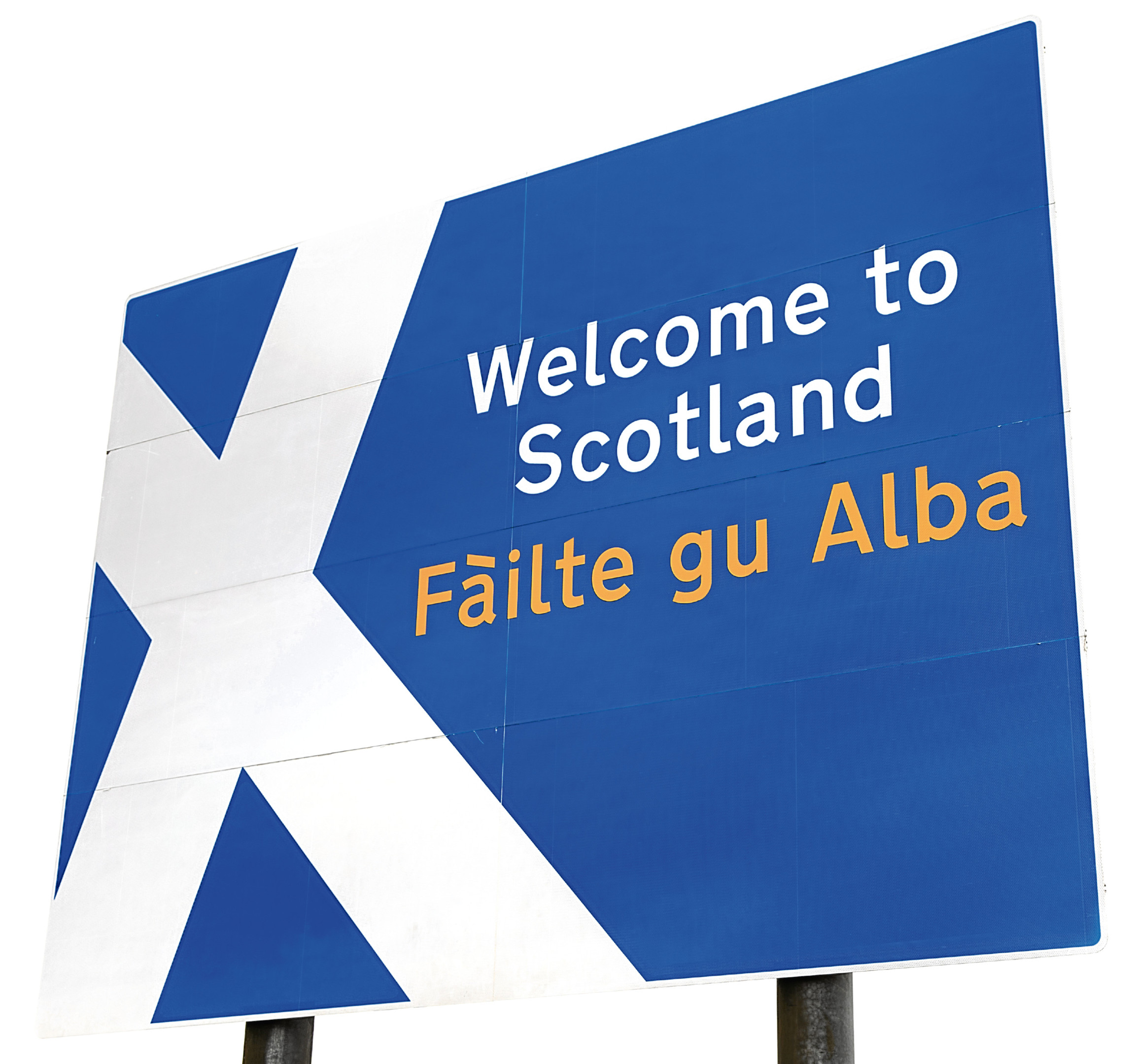 A sign on the border crossing to Scotland from England.
