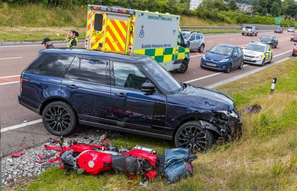 An ambulance was called to the scene on the A96 Fochabers bypass.