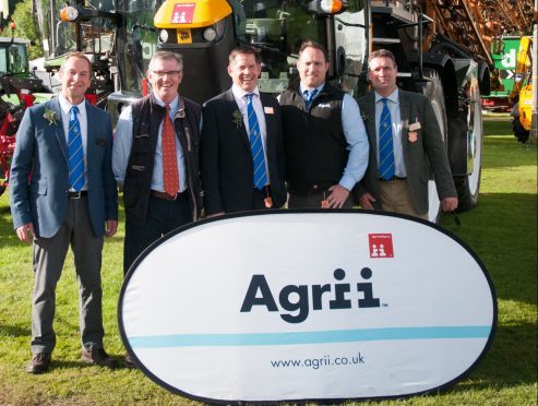 Turriff Show junior vice-president Graeme Mackie; Agrii seed manager Gordon Stewart; Turriff Show senior vice-president John Sleigh; Agrii commercial manager Charlie Catto; and show president Scott McKilligin.