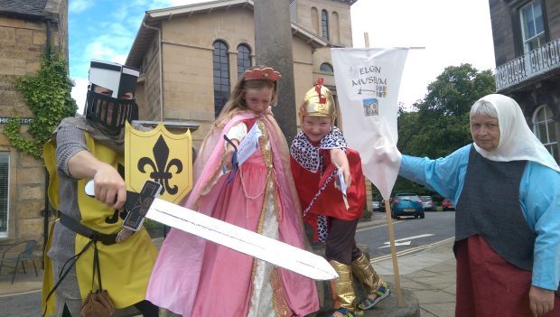 Museum volunteer Claire Herbert, West End pupils Fiona and Donald Coull and volunteer Mary Shand joined the assault on the castle.