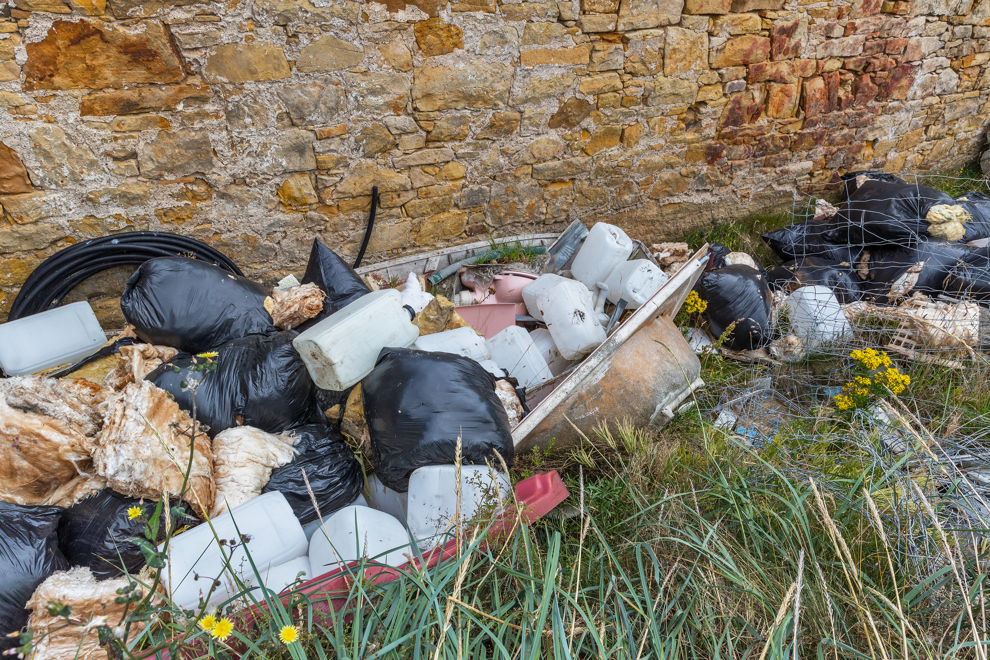 Some of the bags dumped at Burghead Harbour in Moray.